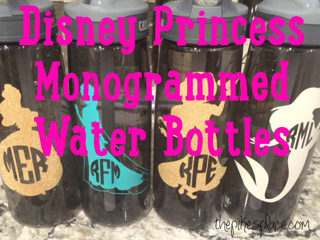 DIY Disney Princess Monogrammed Water Bottles