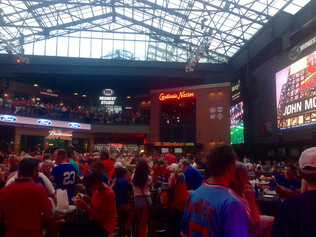 Catch a game on the huge jumbotron at Fox Sports Live - 20 Things to do in St. Louis, The Pike's Place